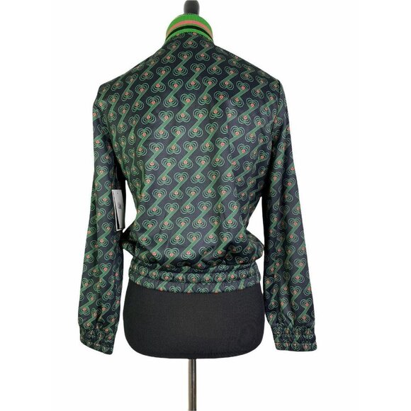 Juicy Couture Black Label Womens Track Jacket Black Green‎ Palm Mod Heart S New - Picture 7 of 12